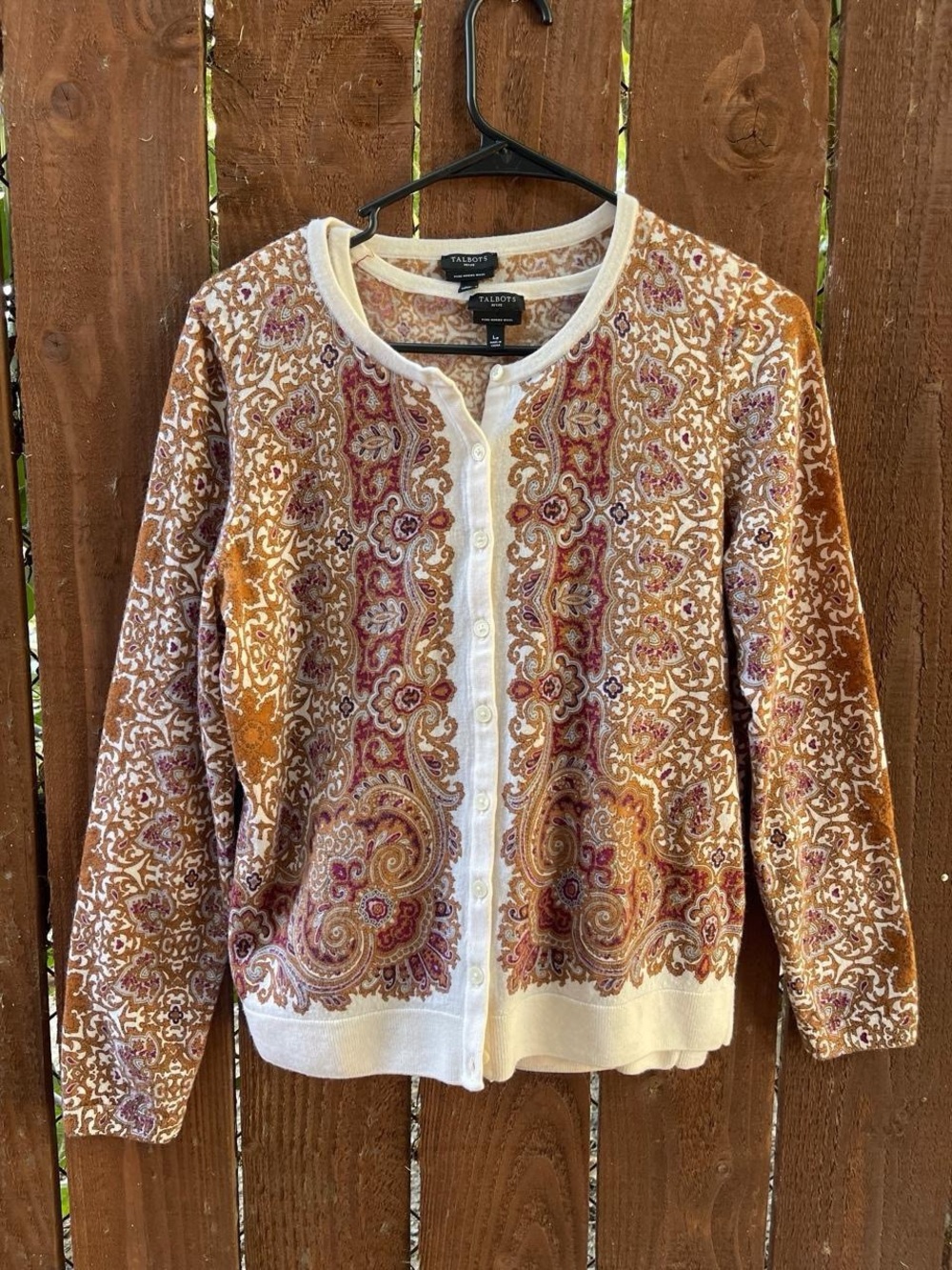 Talbots 100% Merino Wool 2-Piece Cardigan Sweater Preppy Quiet Luxury Sz LP